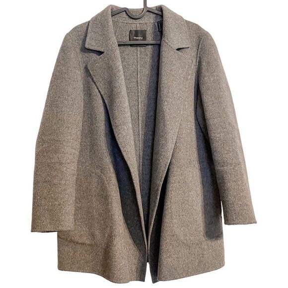 Theory Clairene Double Face Wool Cashmere Jacket Grey - Picture 4 of 10